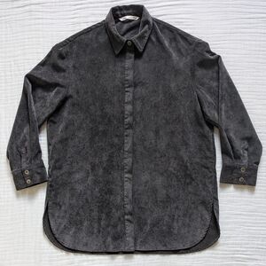 Zara Oversized Corduroy Shacket Shirt Jacket Women M Gray Grunge Dark Academia